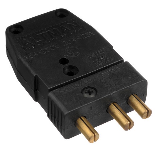 Altman Male Stage Pin Inline Connector - 20 Amps (from BH Photo website)