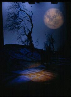 Blue backlight & glass Moon gobo - Northcott Theatre Exeter - Far from the Madding Crowd (lighting by Jon Primrose)