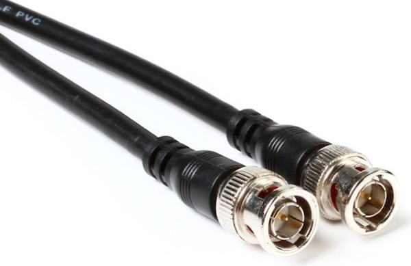BNC Connectors on black coaxial cable (from Sweetwater.com)